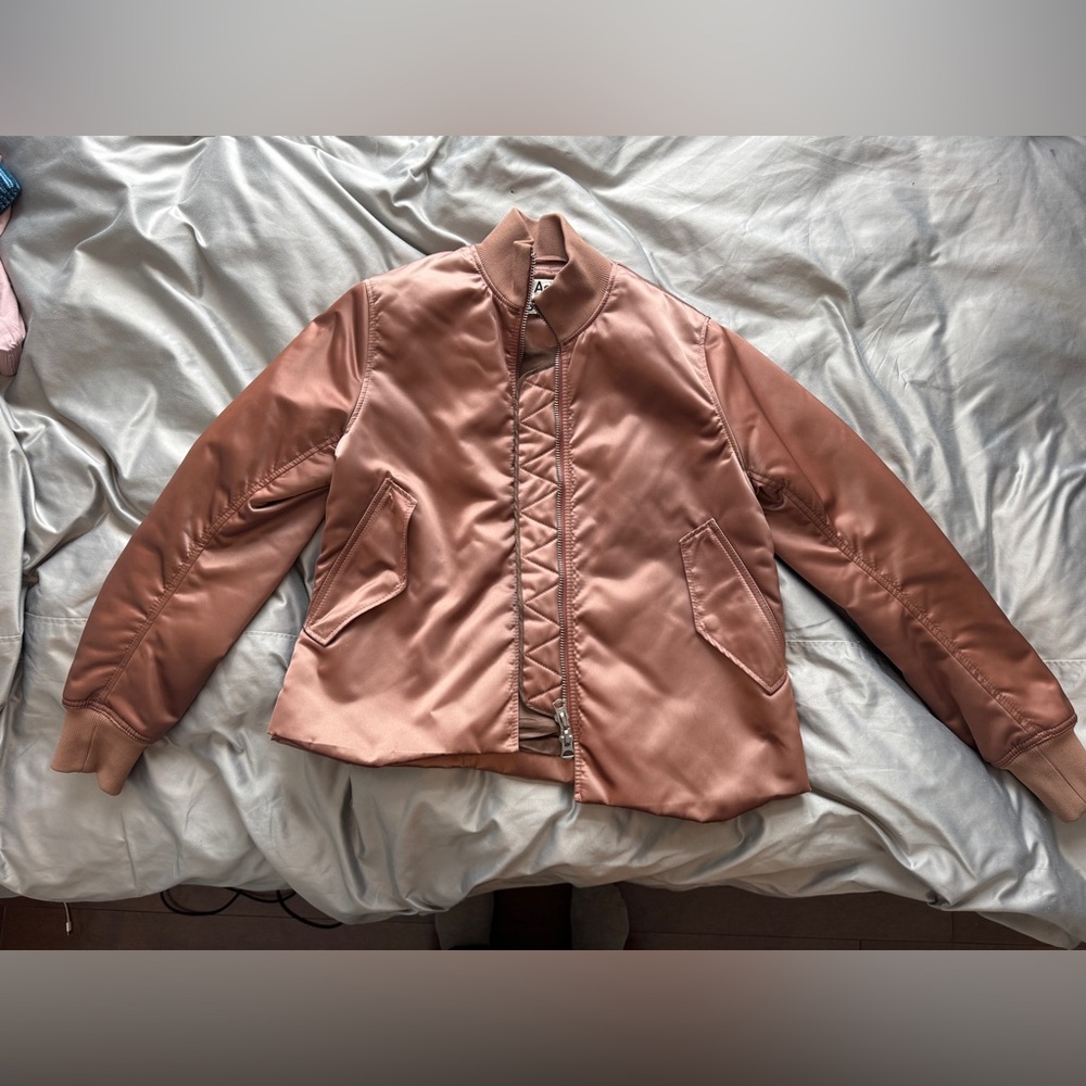 Acne Women's Satin Bomber Jacket - Rose Gold